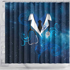 New Zealand Nurses RN Shower Curtain Galaxy Stethoscope Maori Motif