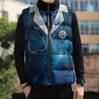 New Zealand Nurses RN Personalised Sleeveless Puffer Jacket Galaxy Stethoscope Maori Motif
