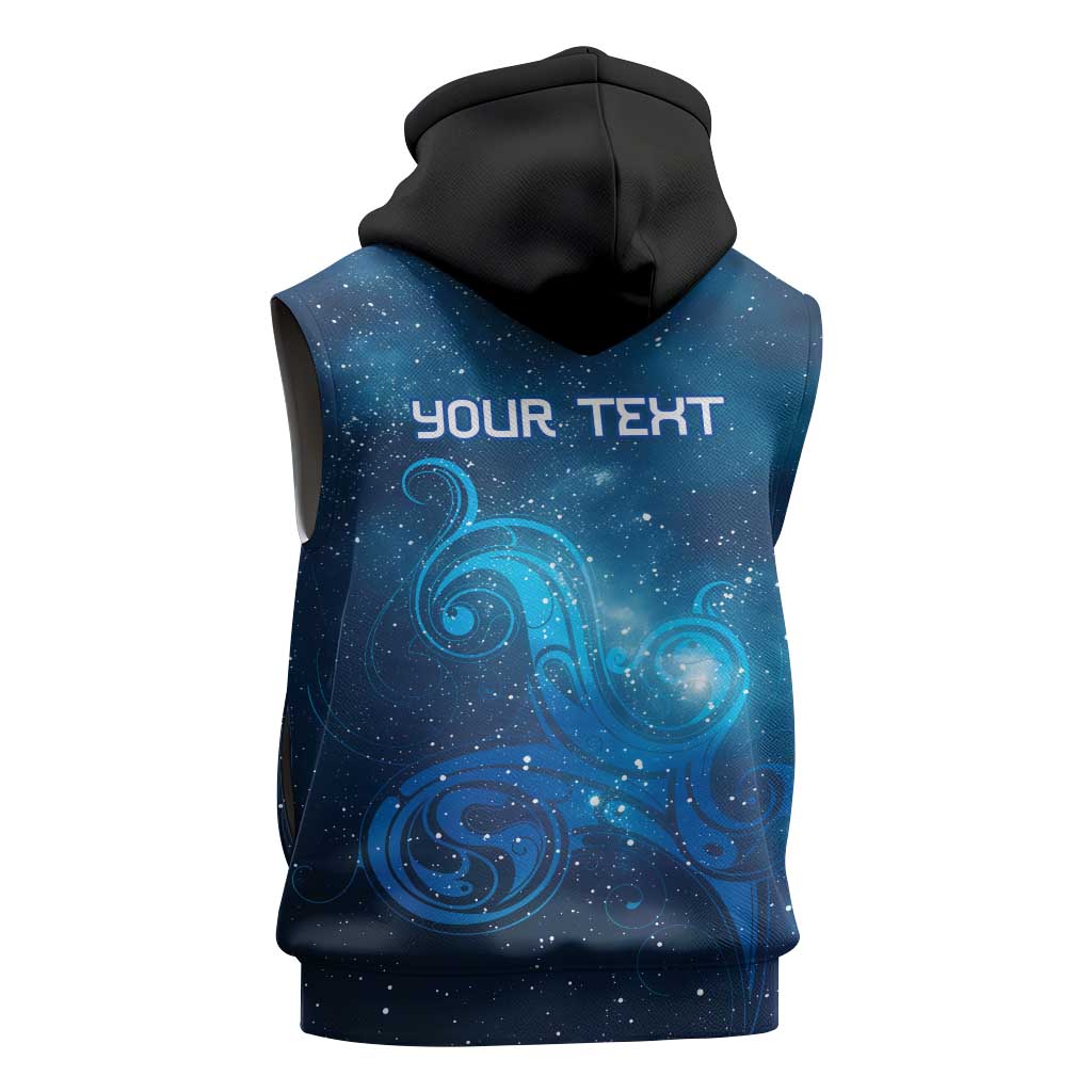 New Zealand Nurses RN Personalised Sleeveless Zip Hoodie Galaxy Stethoscope Maori Motif