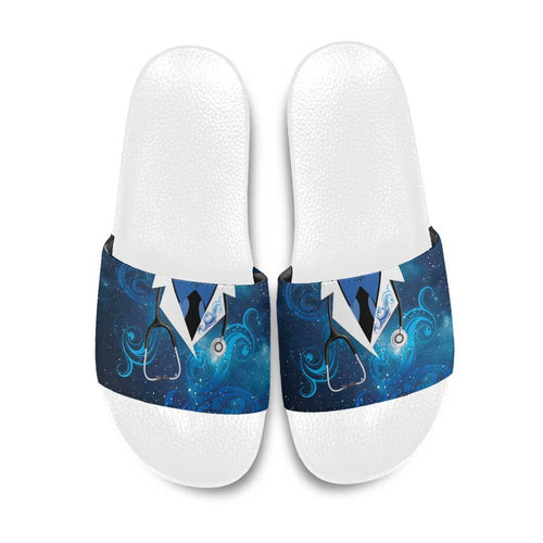 New Zealand Nurses RN Slide Sandals Galaxy Stethoscope Maori Motif