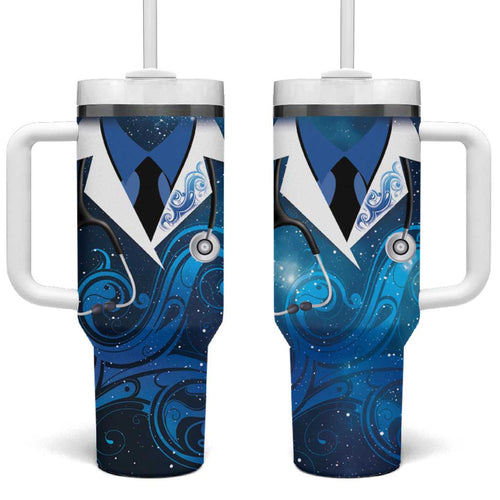 New Zealand Nurses RN Personalised Tumbler With Handle Galaxy Stethoscope Maori Motif