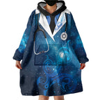 New Zealand Nurses RN Personalised Wearable Blanket Hoodie Galaxy Stethoscope Maori Motif