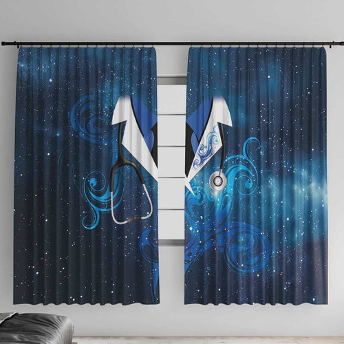 New Zealand Nurses RN Window Curtain Galaxy Stethoscope Maori Motif