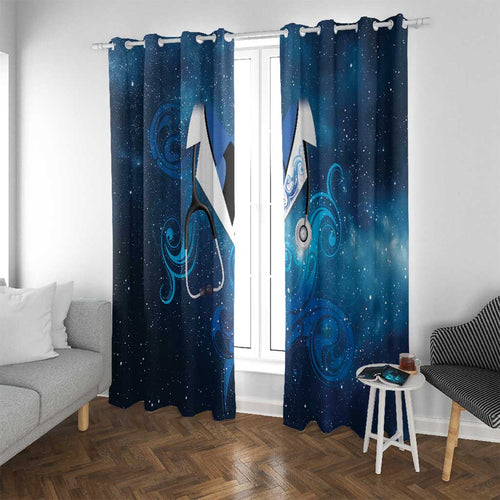 New Zealand Nurses RN Window Curtain Galaxy Stethoscope Maori Motif
