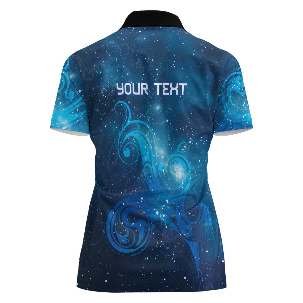 New Zealand Nurses RN Personalised Women Polo Shirt Galaxy Stethoscope Maori Motif