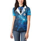 New Zealand Nurses RN Personalised Women Polo Shirt Galaxy Stethoscope Maori Motif