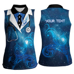 New Zealand Nurses RN Personalised Women Sleeveless Polo Shirt Galaxy Stethoscope Maori Motif