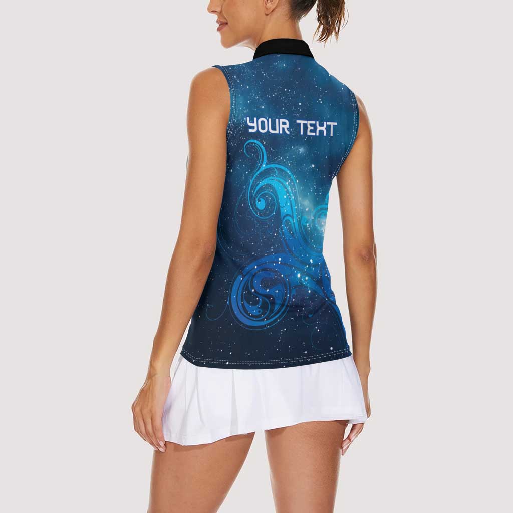 New Zealand Nurses RN Personalised Women Sleeveless Polo Shirt Galaxy Stethoscope Maori Motif