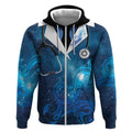 New Zealand Nurses RN Personalised Zip Hoodie Galaxy Stethoscope Maori Motif