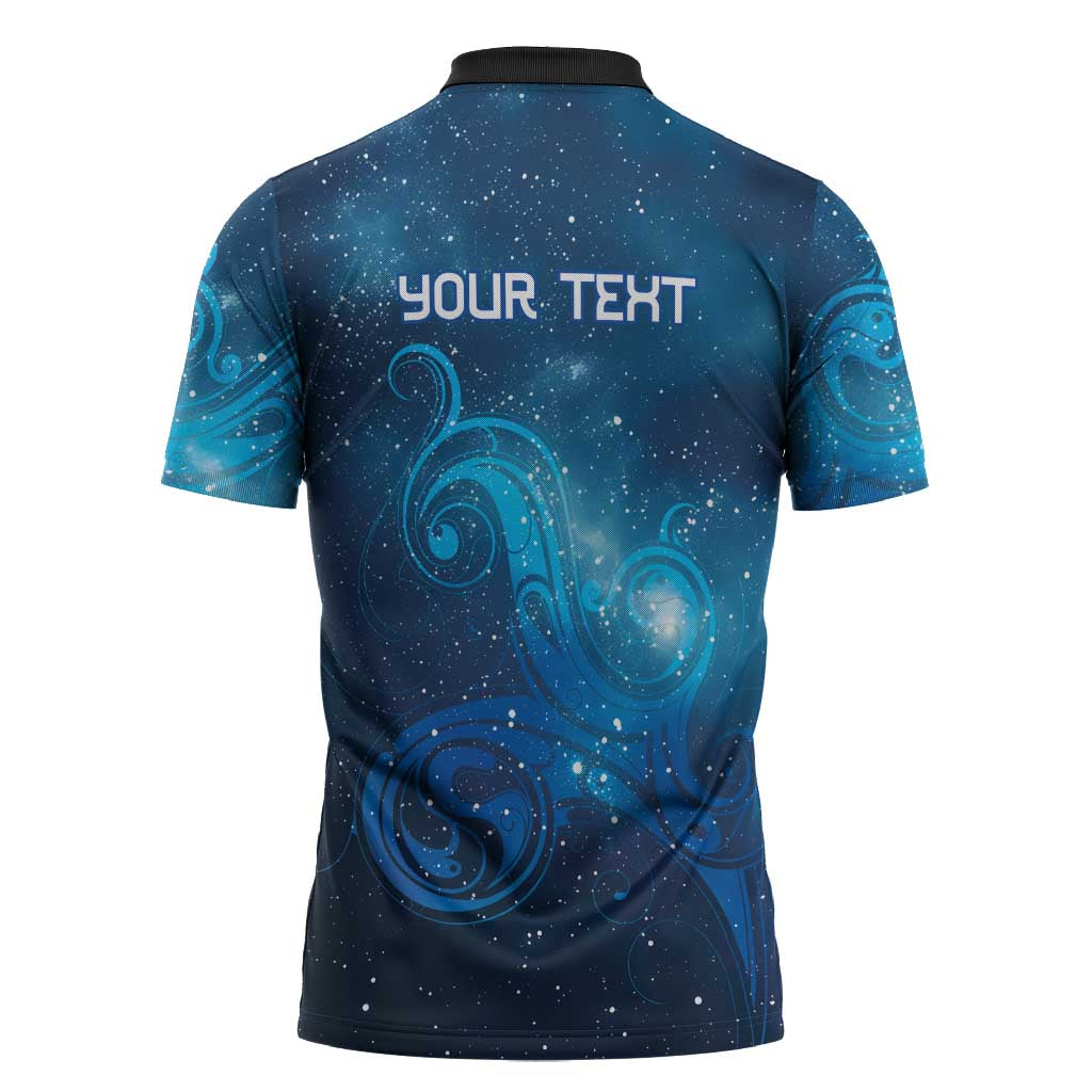 New Zealand Nurses RN Personalised Zipper Polo Shirt Galaxy Stethoscope Maori Motif