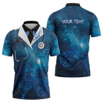 New Zealand Nurses RN Personalised Zipper Polo Shirt Galaxy Stethoscope Maori Motif