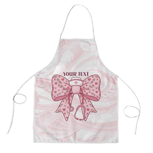 New Zealand Nurses RN Personalised Apron Pink Stethoscope Coquette Bow Maori Motif