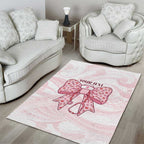 New Zealand Nurses RN Personalised Area Rug Pink Stethoscope Coquette Bow Maori Motif