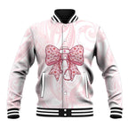 New Zealand Nurses RN Personalised Baseball Jacket Pink Stethoscope Coquette Bow Maori Motif