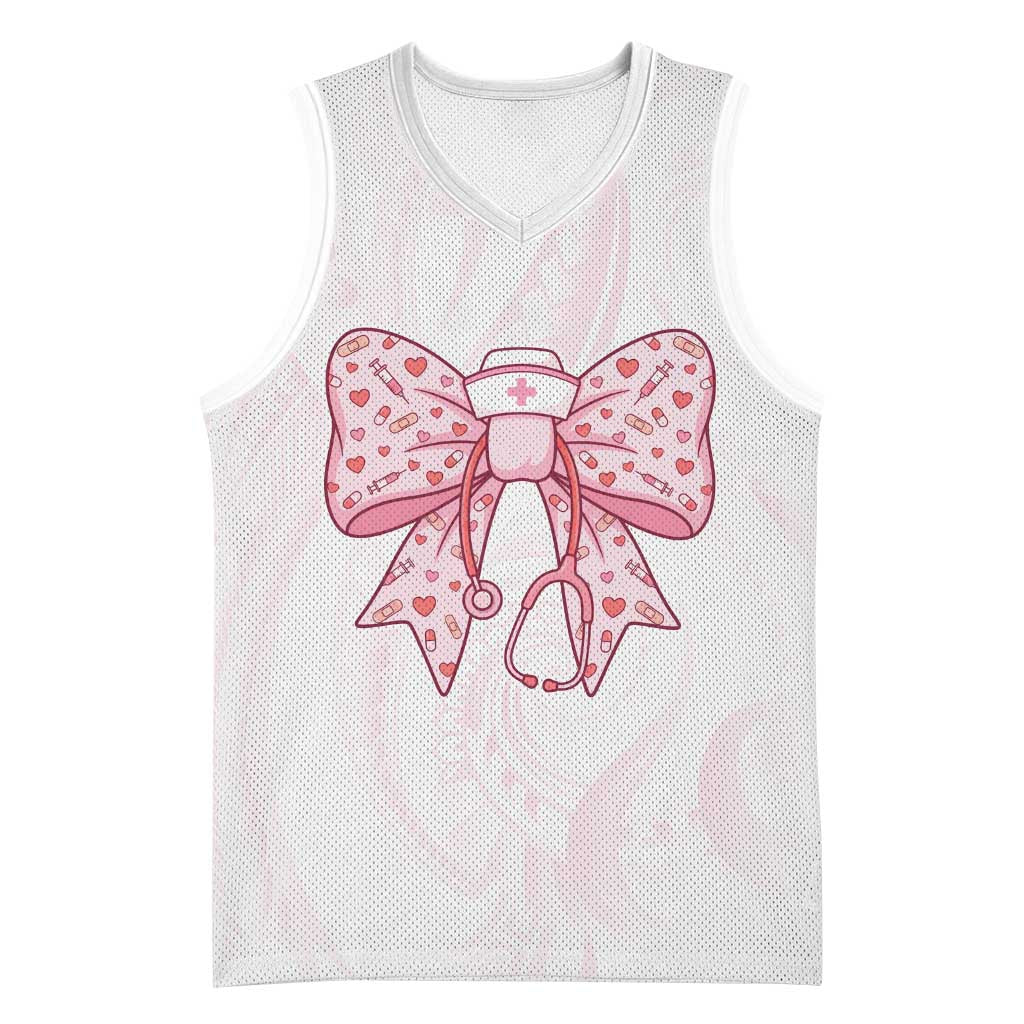 New Zealand Nurses RN Personalised Basketball Jersey Pink Stethoscope Coquette Bow Maori Motif