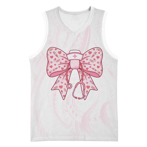 New Zealand Nurses RN Personalised Basketball Jersey Pink Stethoscope Coquette Bow Maori Motif