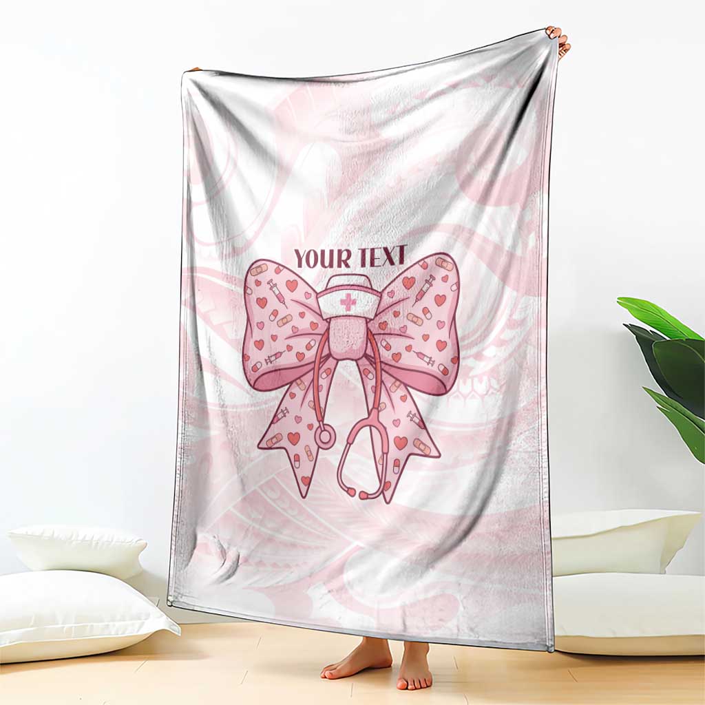 New Zealand Nurses RN Personalised Blanket Pink Stethoscope Coquette Bow Maori Motif