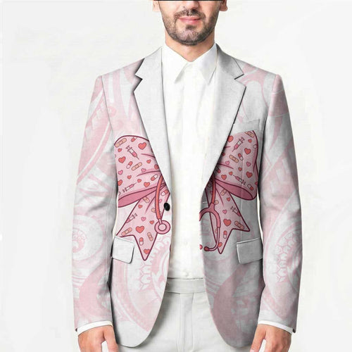 New Zealand Nurses RN Personalised Blazer Pink Stethoscope Coquette Bow Maori Motif