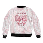 New Zealand Nurses RN Personalised Bomber Jacket Pink Stethoscope Coquette Bow Maori Motif