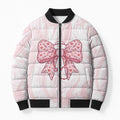 New Zealand Nurses RN Personalised Bomber Puffer Jacket Pink Stethoscope Coquette Bow Maori Motif