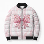 New Zealand Nurses RN Personalised Bomber Puffer Jacket Pink Stethoscope Coquette Bow Maori Motif