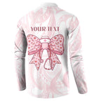 New Zealand Nurses RN Personalised Button Sweatshirt Pink Stethoscope Coquette Bow Maori Motif