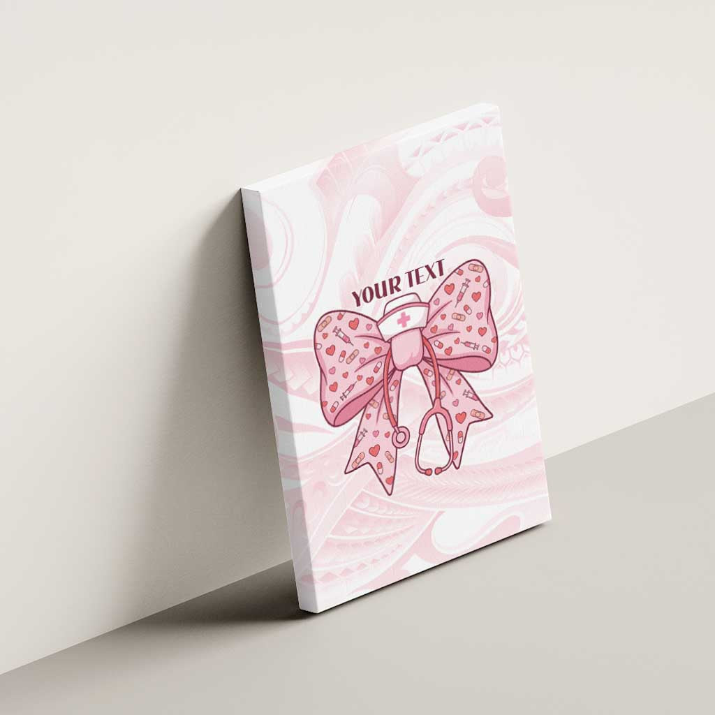 New Zealand Nurses RN Personalised Canvas Wall Art Pink Stethoscope Coquette Bow Maori Motif