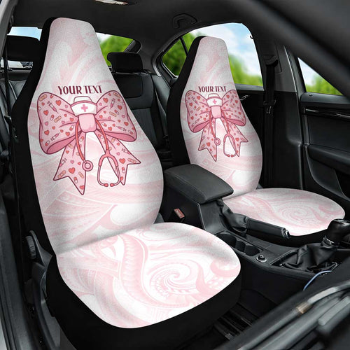 New Zealand Nurses RN Personalised Car Seat Cover Pink Stethoscope Coquette Bow Maori Motif
