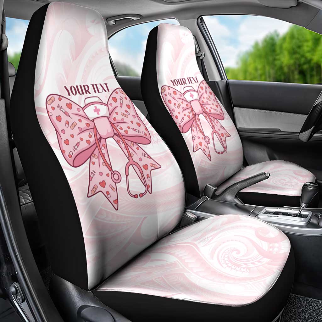 New Zealand Nurses RN Personalised Car Seat Cover Pink Stethoscope Coquette Bow Maori Motif