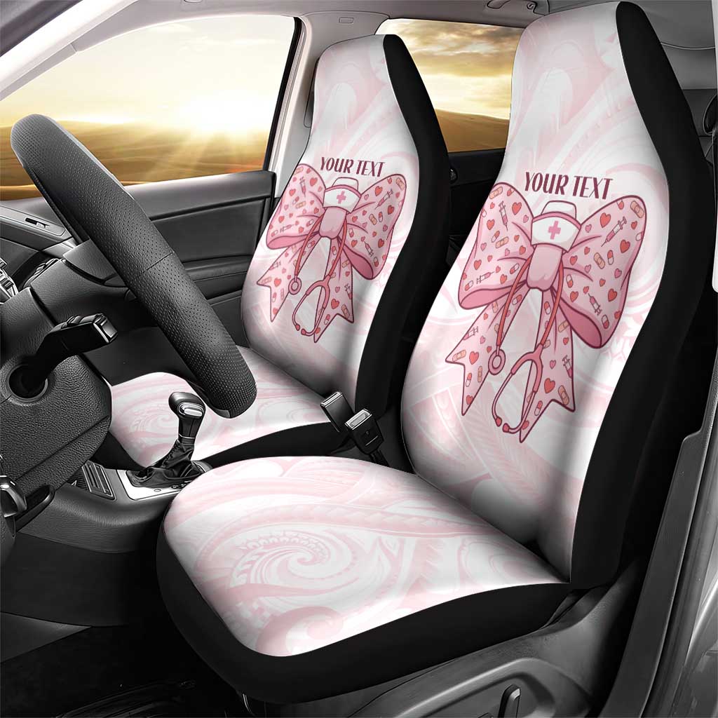 New Zealand Nurses RN Personalised Car Seat Cover Pink Stethoscope Coquette Bow Maori Motif