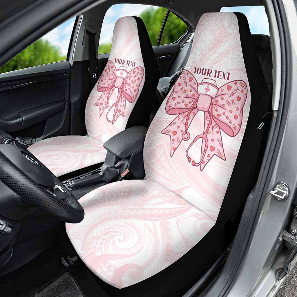 New Zealand Nurses RN Personalised Car Seat Cover Pink Stethoscope Coquette Bow Maori Motif