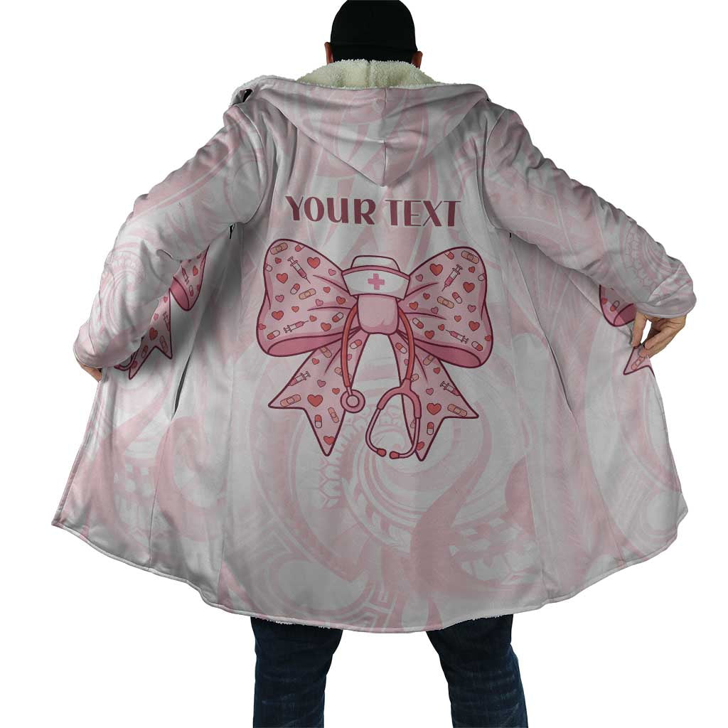 New Zealand Nurses RN Personalised Cloak Pink Stethoscope Coquette Bow Maori Motif