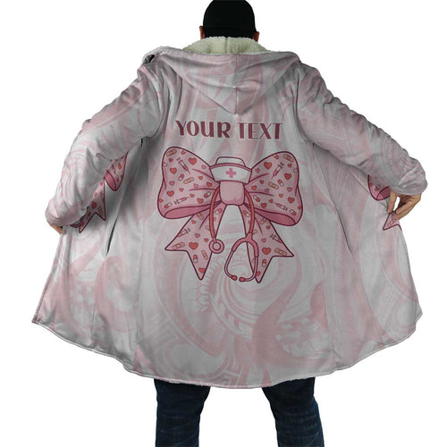 New Zealand Nurses RN Personalised Cloak Pink Stethoscope Coquette Bow Maori Motif
