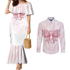 New Zealand Nurses RN Personalised Couples Matching Mermaid Dress and Long Sleeve Button Shirt Pink Stethoscope Coquette Bow Maori Motif