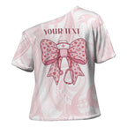 New Zealand Nurses RN Personalised Cross Shoulder Shirt Pink Stethoscope Coquette Bow Maori Motif