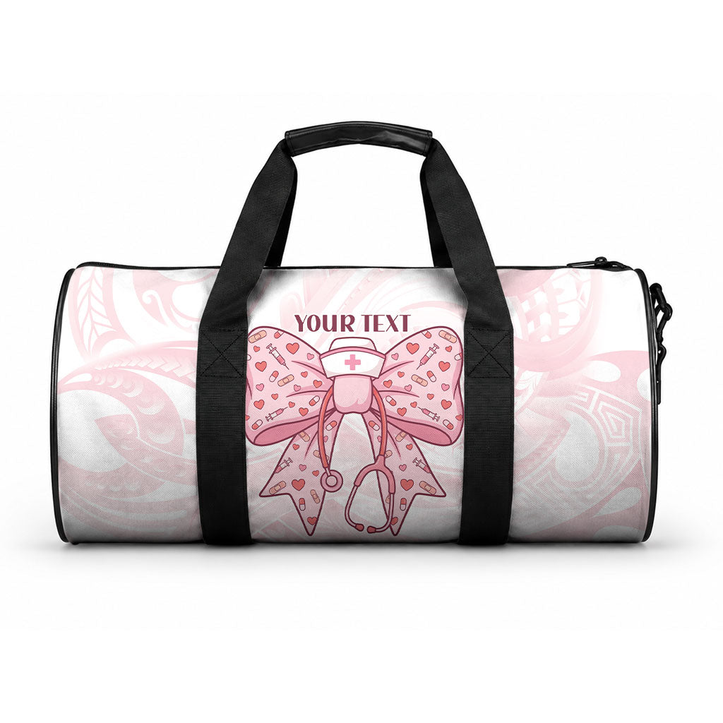 New Zealand Nurses RN Personalised Duffle Bag Pink Stethoscope Coquette Bow Maori Motif