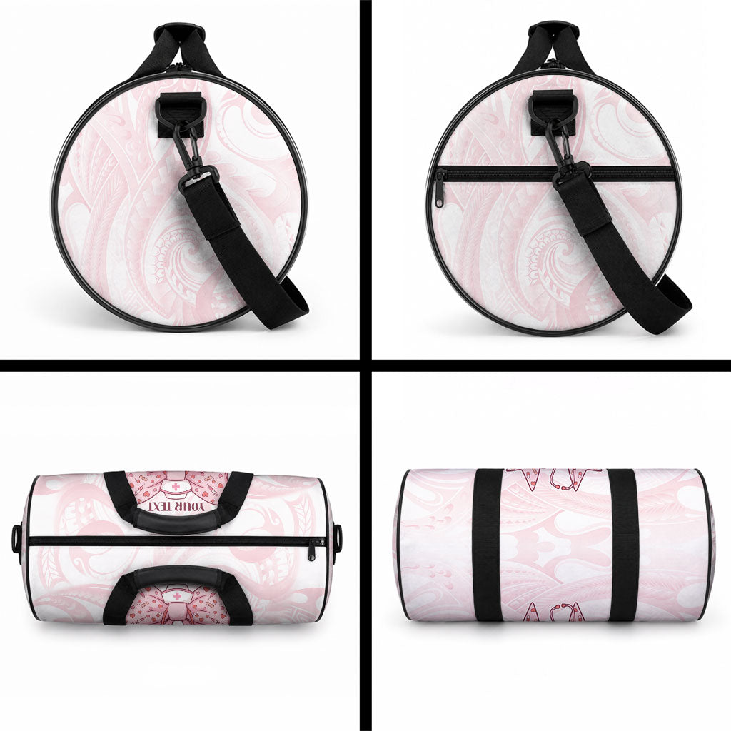 New Zealand Nurses RN Personalised Duffle Bag Pink Stethoscope Coquette Bow Maori Motif