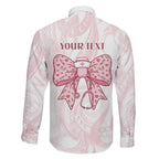New Zealand Nurses RN Personalised Family Matching Off Shoulder Maxi Dress and Hawaiian Shirt Pink Stethoscope Coquette Bow Maori Motif