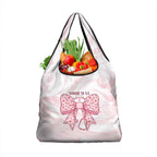 New Zealand Nurses RN Personalised Grocery Bag Pink Stethoscope Coquette Bow Maori Motif