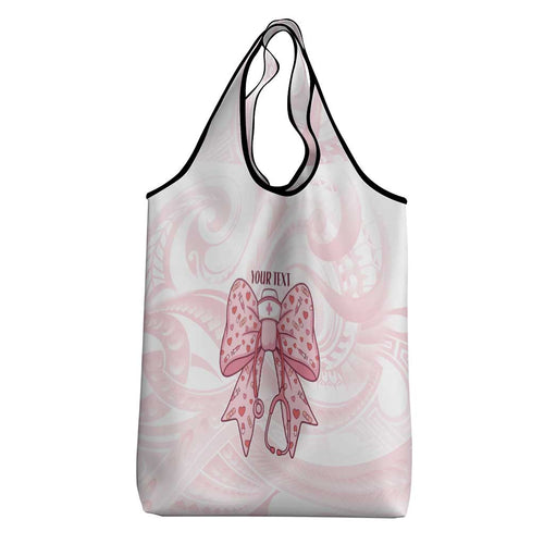 New Zealand Nurses RN Personalised Grocery Bag Pink Stethoscope Coquette Bow Maori Motif