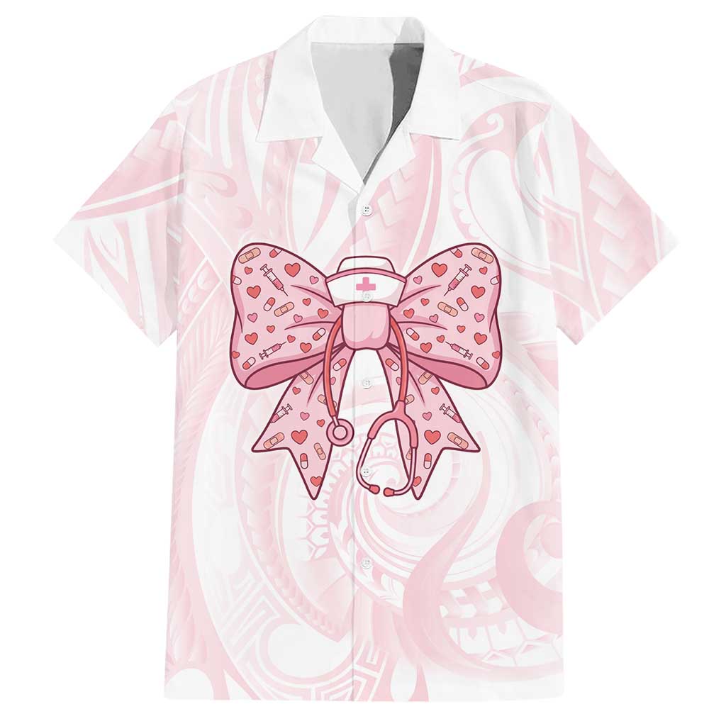 New Zealand Nurses RN Personalised Hawaiian Shirt Pink Stethoscope Coquette Bow Maori Motif