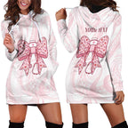 New Zealand Nurses RN Personalised Hoodie Dress Pink Stethoscope Coquette Bow Maori Motif