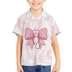New Zealand Nurses RN Personalised Kid Hawaiian Shirt Pink Stethoscope Coquette Bow Maori Motif