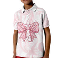 New Zealand Nurses RN Personalised Kid Polo Shirt Pink Stethoscope Coquette Bow Maori Motif