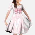New Zealand Nurses RN Personalised Kid Short Sleeve Dress Pink Stethoscope Coquette Bow Maori Motif