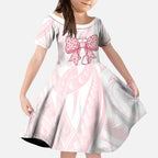 New Zealand Nurses RN Personalised Kid Short Sleeve Dress Pink Stethoscope Coquette Bow Maori Motif