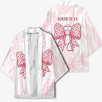 New Zealand Nurses RN Personalised Kimono Pink Stethoscope Coquette Bow Maori Motif