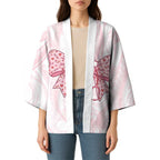 New Zealand Nurses RN Personalised Kimono Pink Stethoscope Coquette Bow Maori Motif
