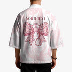 New Zealand Nurses RN Personalised Kimono Pink Stethoscope Coquette Bow Maori Motif