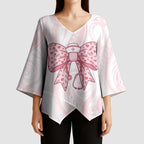 New Zealand Nurses RN Personalised Kimono Sleeve Blouse Pink Stethoscope Coquette Bow Maori Motif